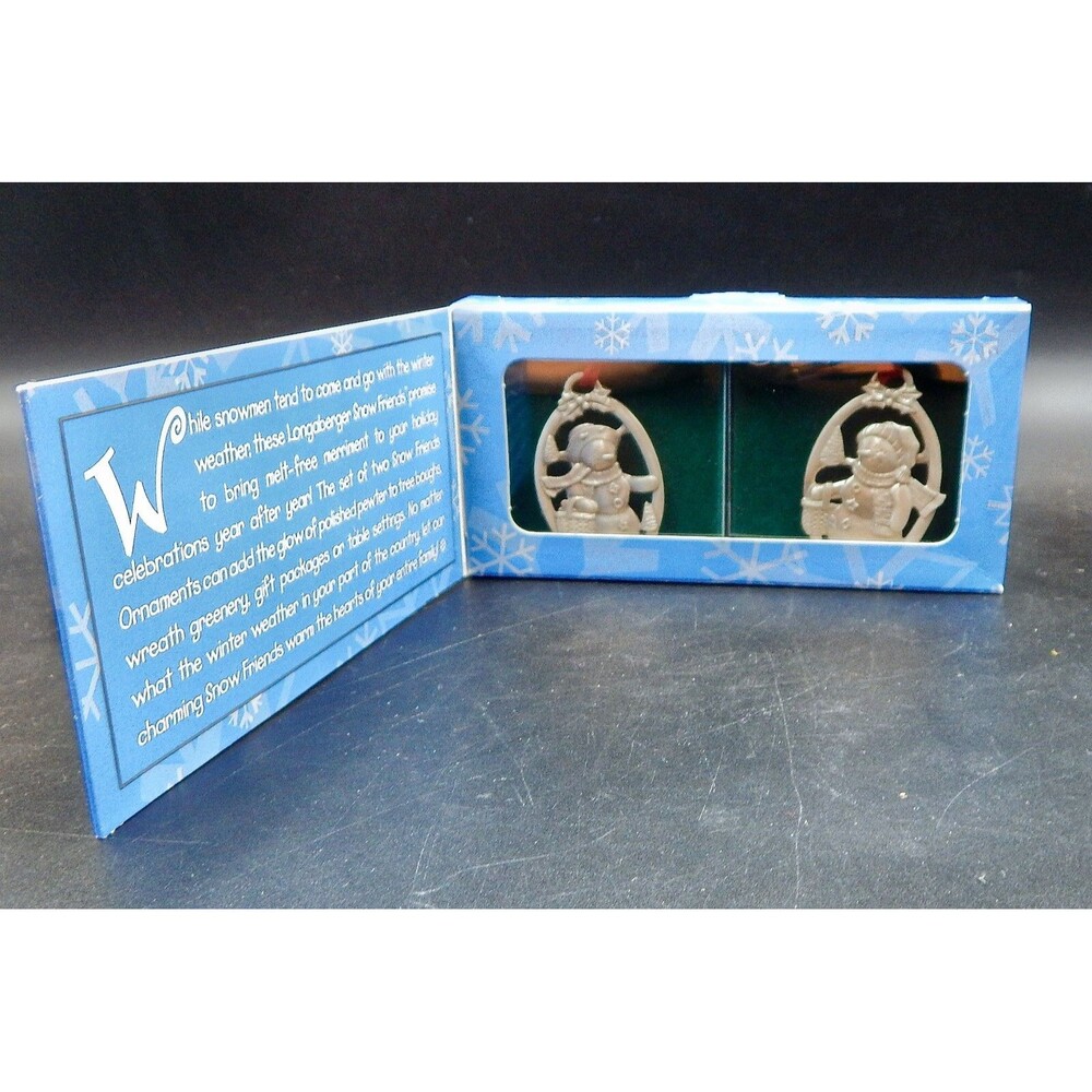 Longaberger Pewter Hanging Christmas Ornaments 2 Inch Snow Friends Snowman 1999